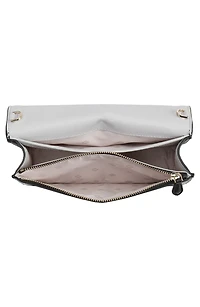 knott pebbled leather flap crossbody bag