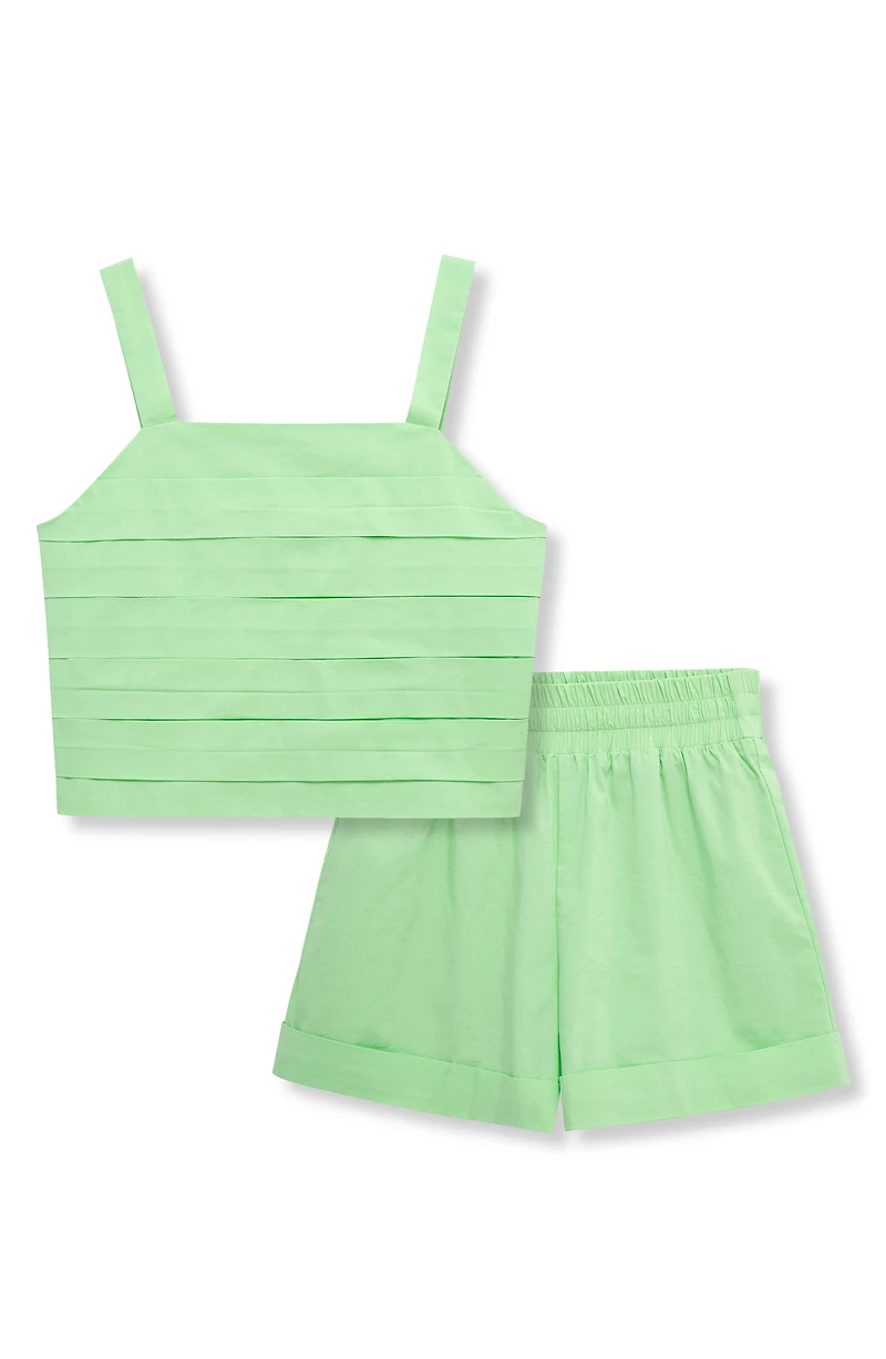 Kids' Pleated Tank & Shorts Set