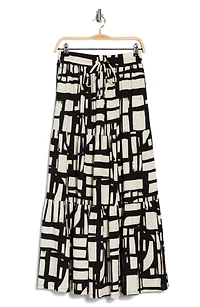 Tiered Drawstring Maxi Skirt