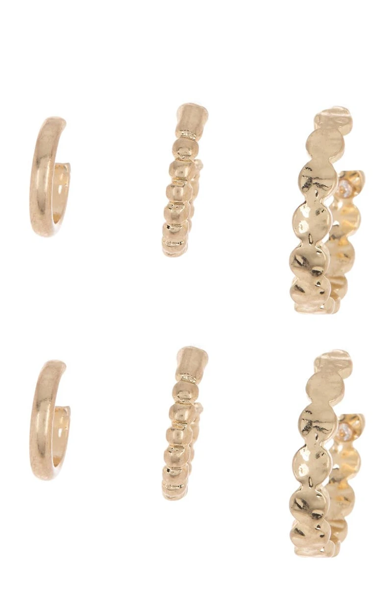 Brass Hoop and Huggies - Set of 3