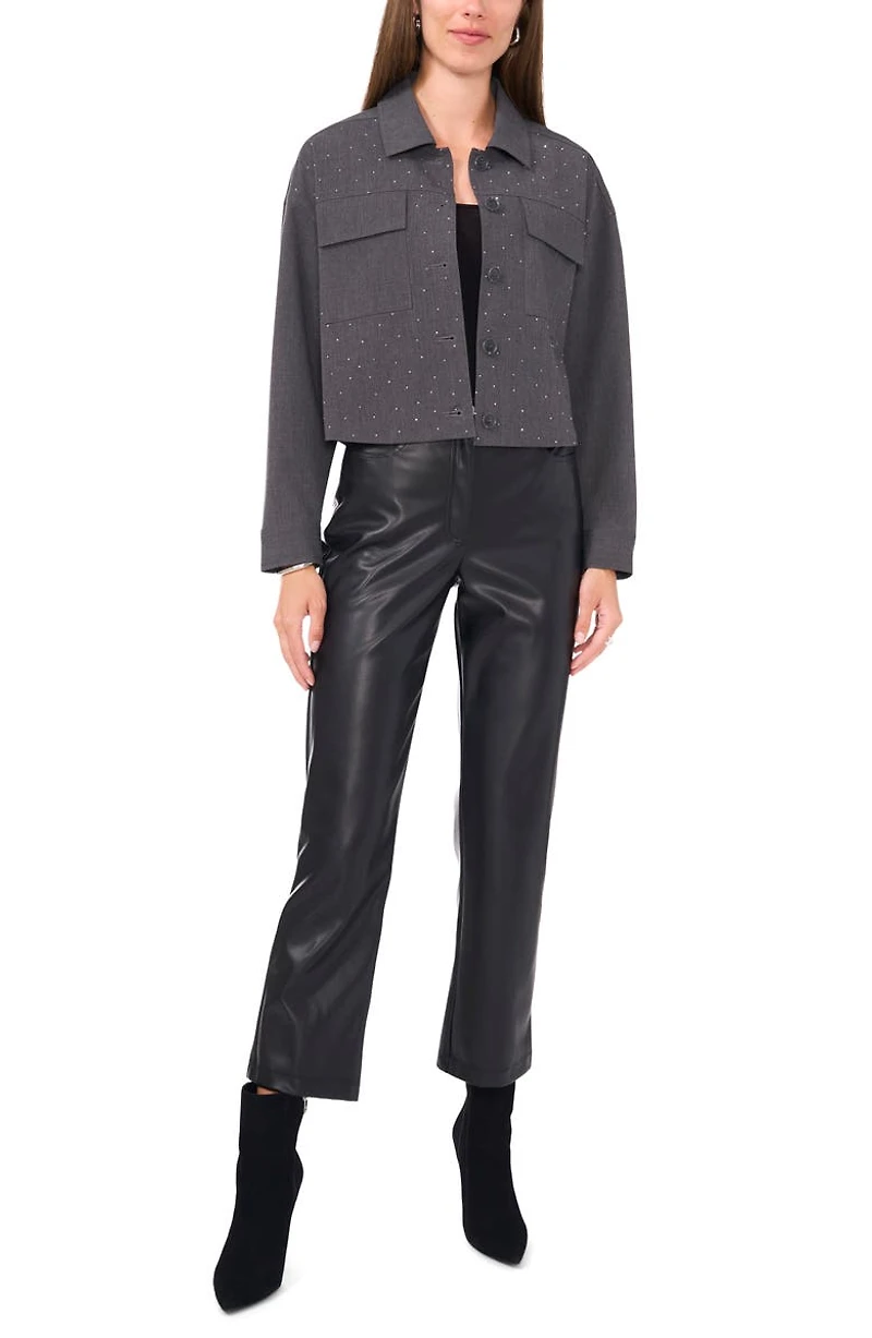 Crystal Stud Crop Shacket