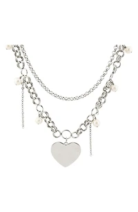 Heart Pendant Layered Chain Necklace