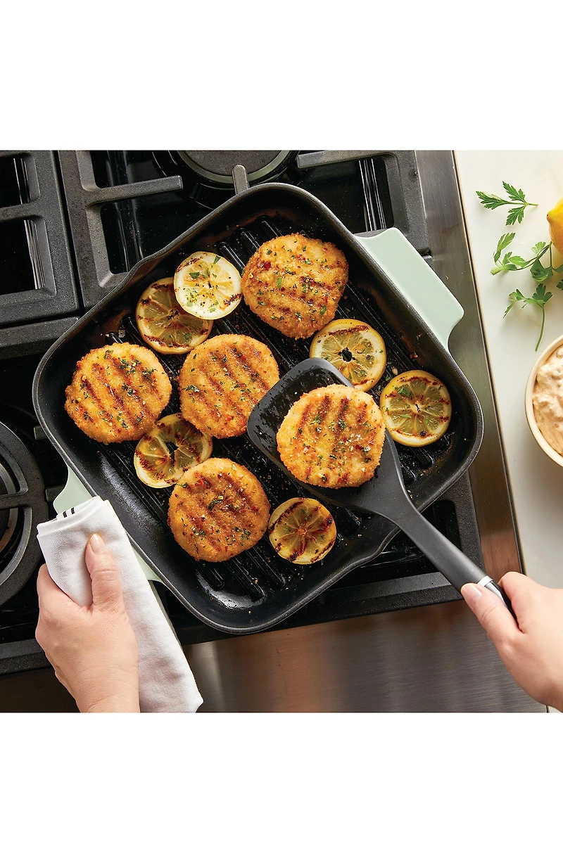 Enamel 11-Inch Grill Roasting Cast Iron Pan