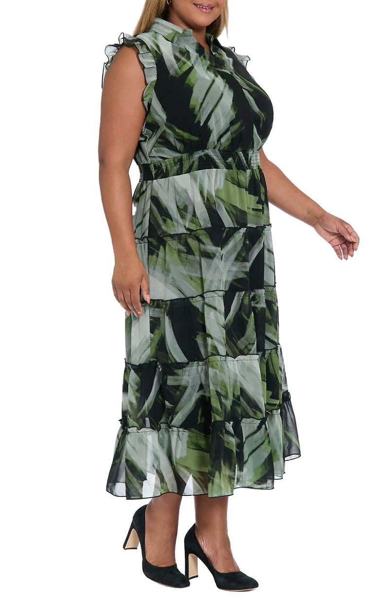 Flutter Sleeve Tiered Maxi Dress