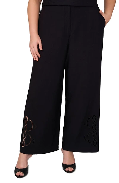 Lattice Inset High Waist Wide Leg Pants