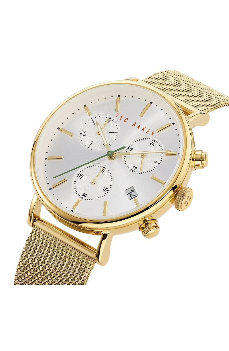 Three Hand Quartz Mesh Strap Watch, 40mm
