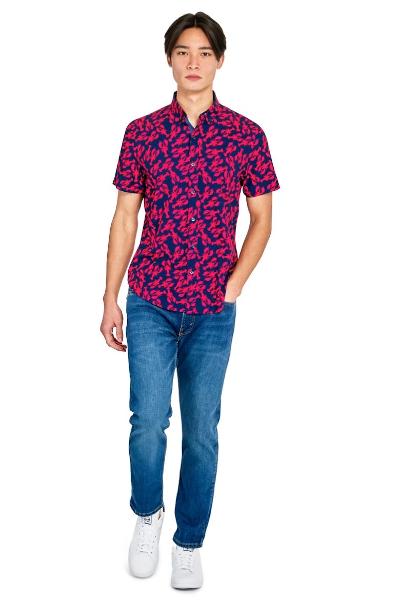 Lobster Short Sleeve Woven Button Down Shirt
