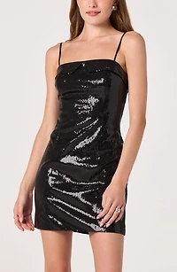 Foldover Sequin Minidress