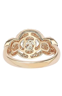 Rose Plated Sterling Silver Round Cubic Zirconia Halo Engagement Ring