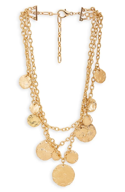 Hammered Coin Cascading Charm Layered Necklace