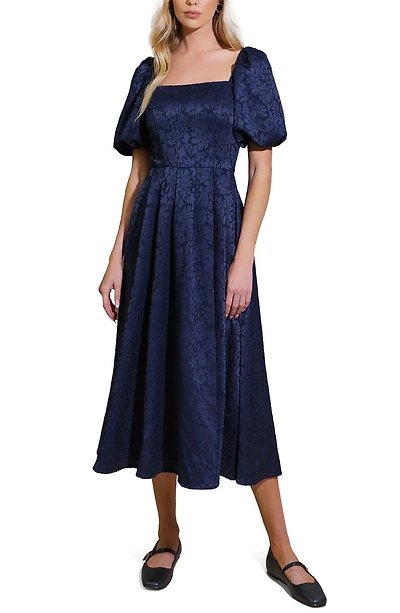 Puff Sleeve Midi Dress