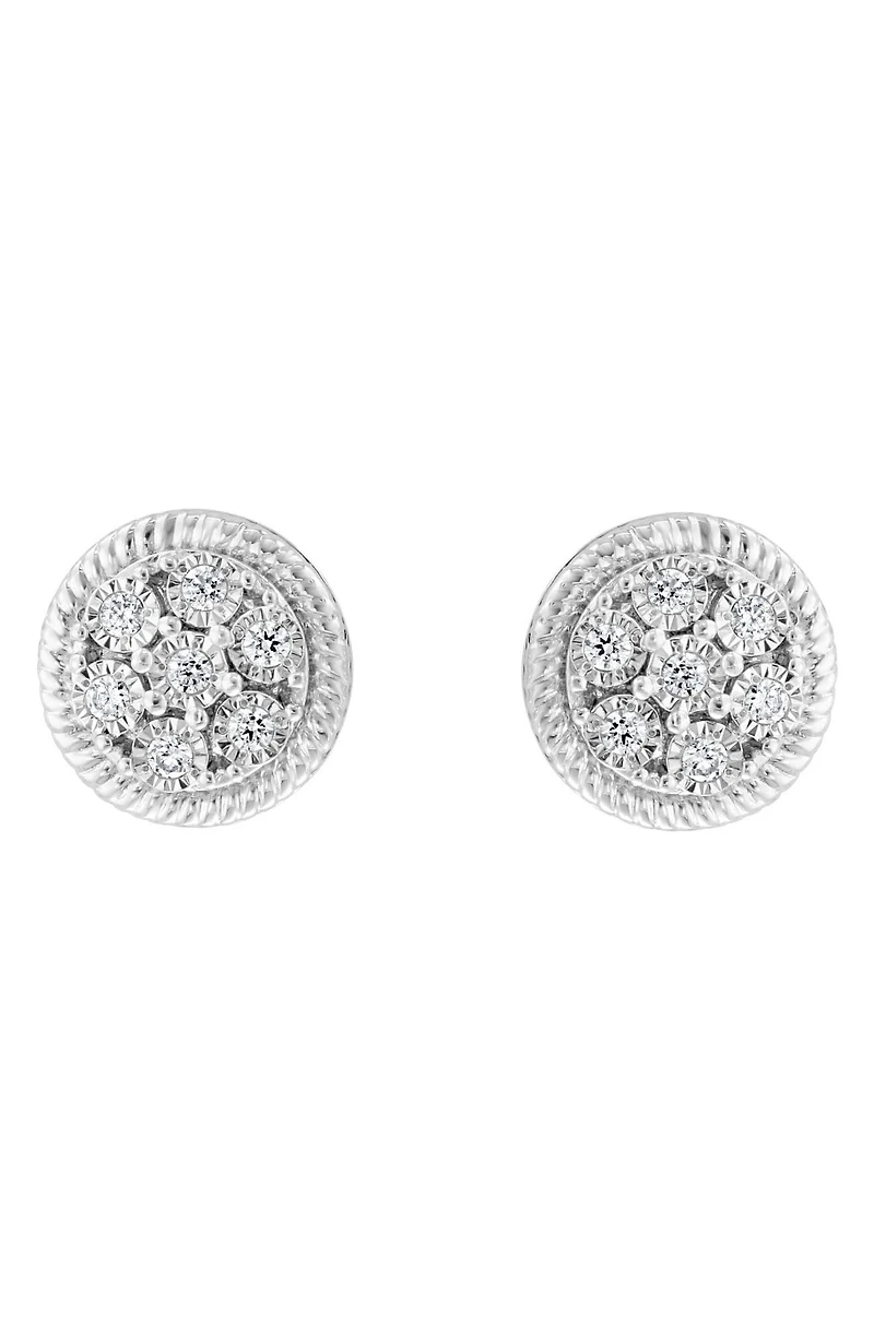 Sterling Silver Round Diamond Stud Earrings - 0.09 ctw.