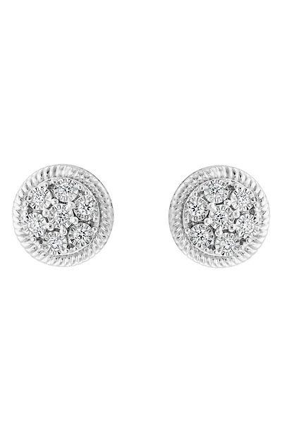Sterling Silver Round Diamond Stud Earrings - 0.09 ctw.