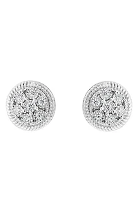 Sterling Silver Round Diamond Stud Earrings - 0.09 ctw.