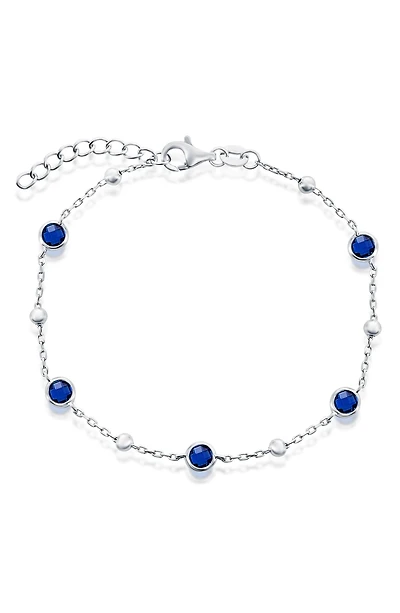 Sterling Silver & CZ Bead Bracelet