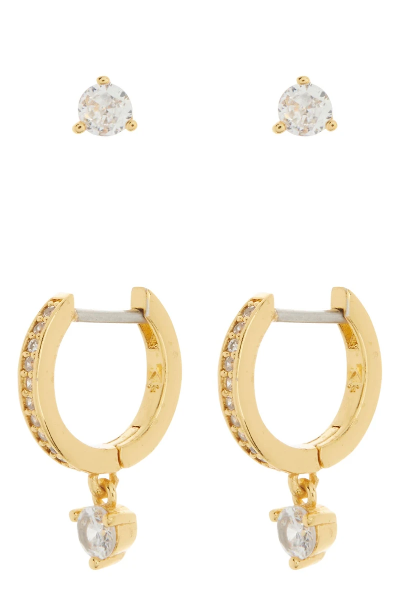 crystal stud & huggie earrings set
