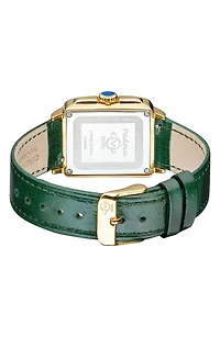 GEVRIL Women's Padova Gemstone Leather Strap Square Watch, 27 mm x 30 mm - 0.0116 ctw