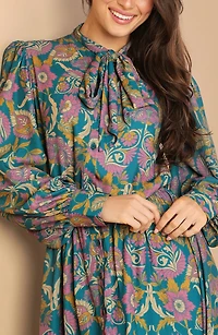 Tie Neck Long Sleeve Minidress