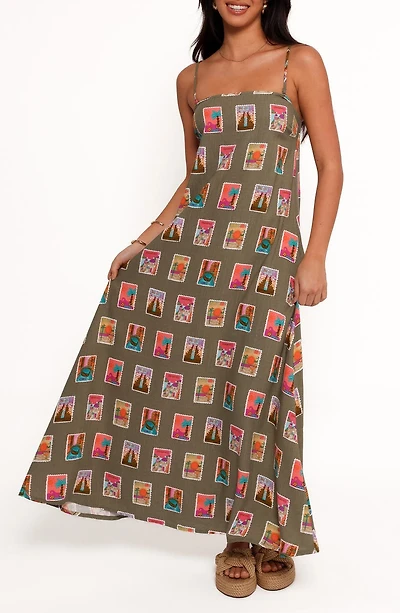 Aoife Postcard Print Maxi Dress