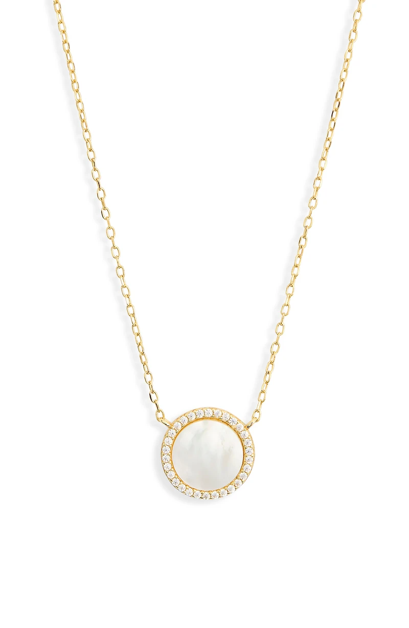 Mother-of-Pearl Disc Pendant Necklace