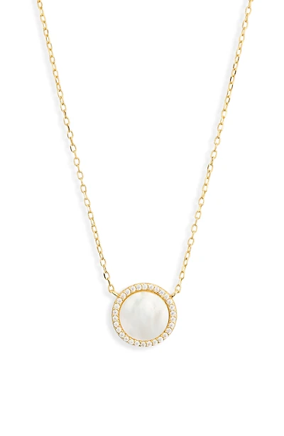 Mother-of-Pearl Disc Pendant Necklace