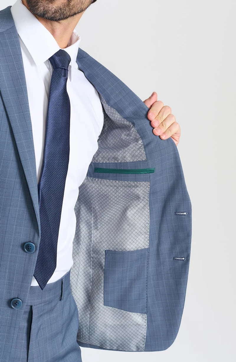 Blue Glen Plaid Wool Blend Suit