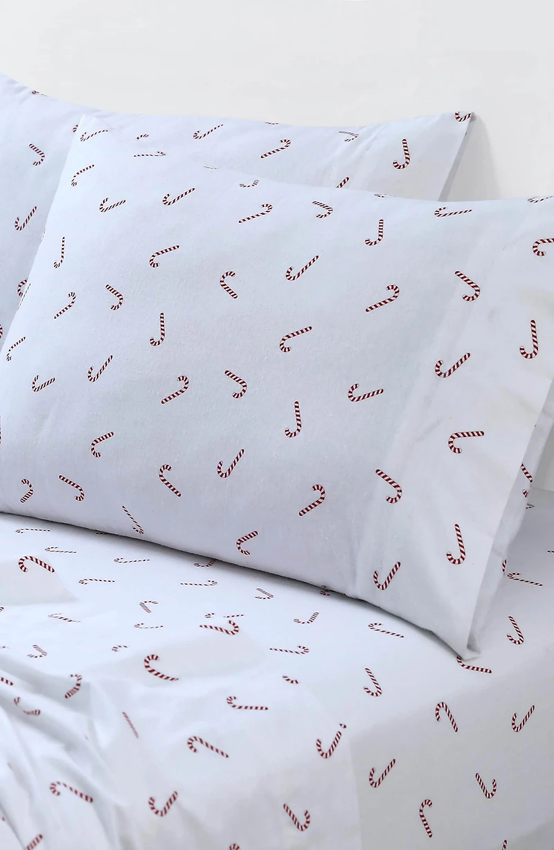 Candy Cane Cotton Flannel Sheet Set