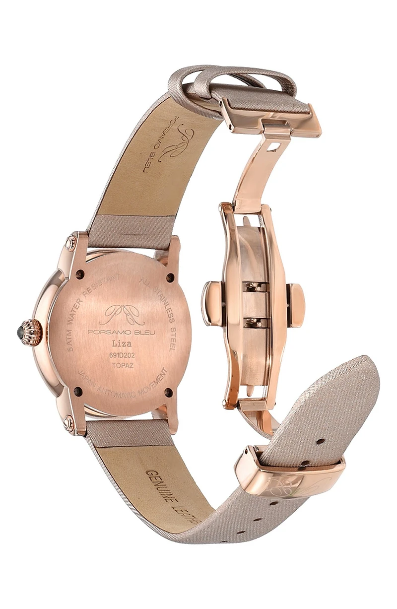 Liza Automatic Satin Leather Strap Watch, 38mm