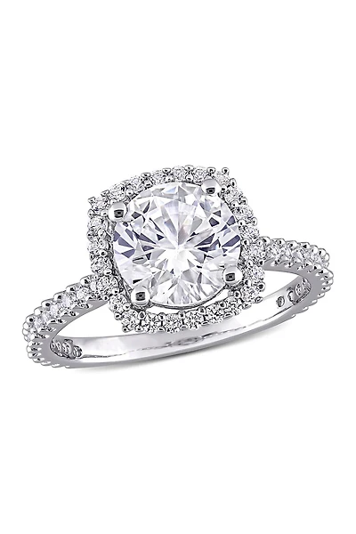 Sterling Silver Created White Sapphire Halo Ring
