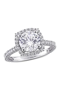 Sterling Silver Created White Sapphire Halo Ring