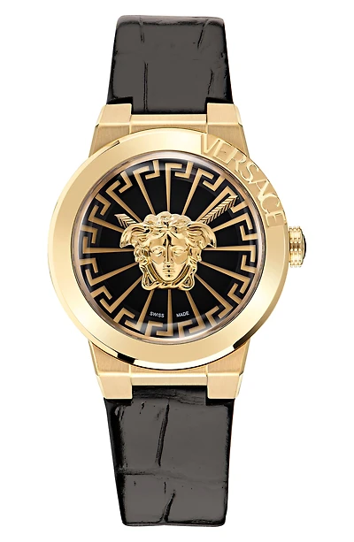 Medusa Infinite Leather Strap Watch, 38mm
