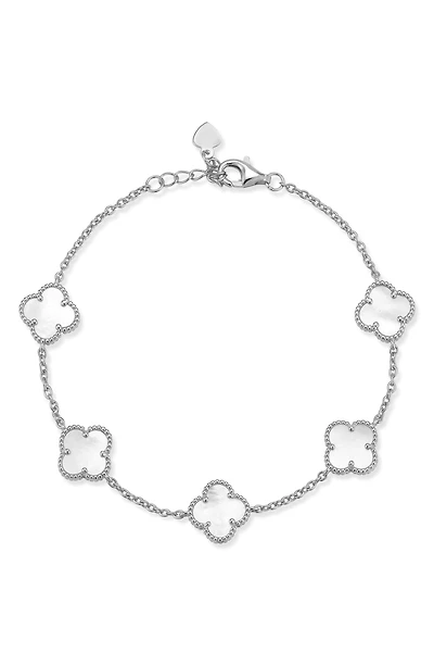 Mother-of-Pearl Clover Station Bracelet
