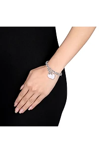 Oval Link Heart Charm Toggle Bracelet