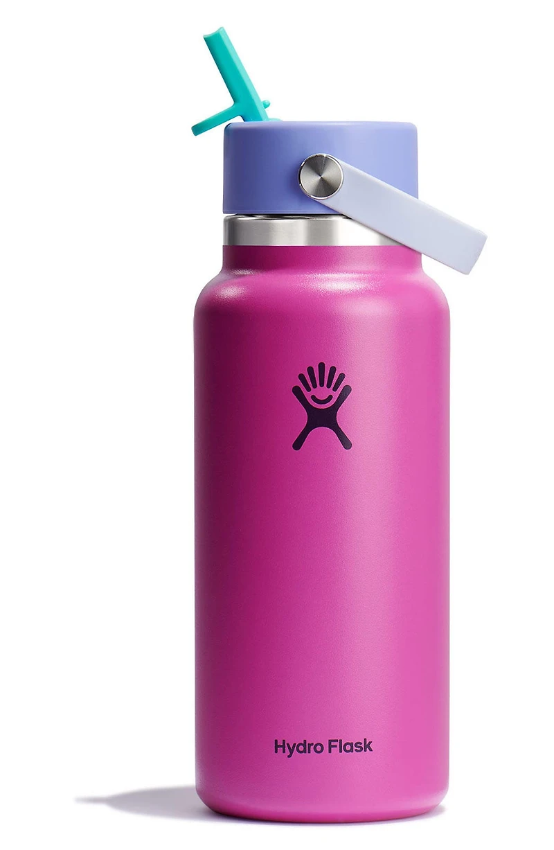 32-Ounce Wide Mouth Flex Straw Cap Water Bottle