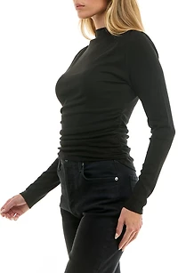 Long Sleeve Mock Neck Rib Knit Top