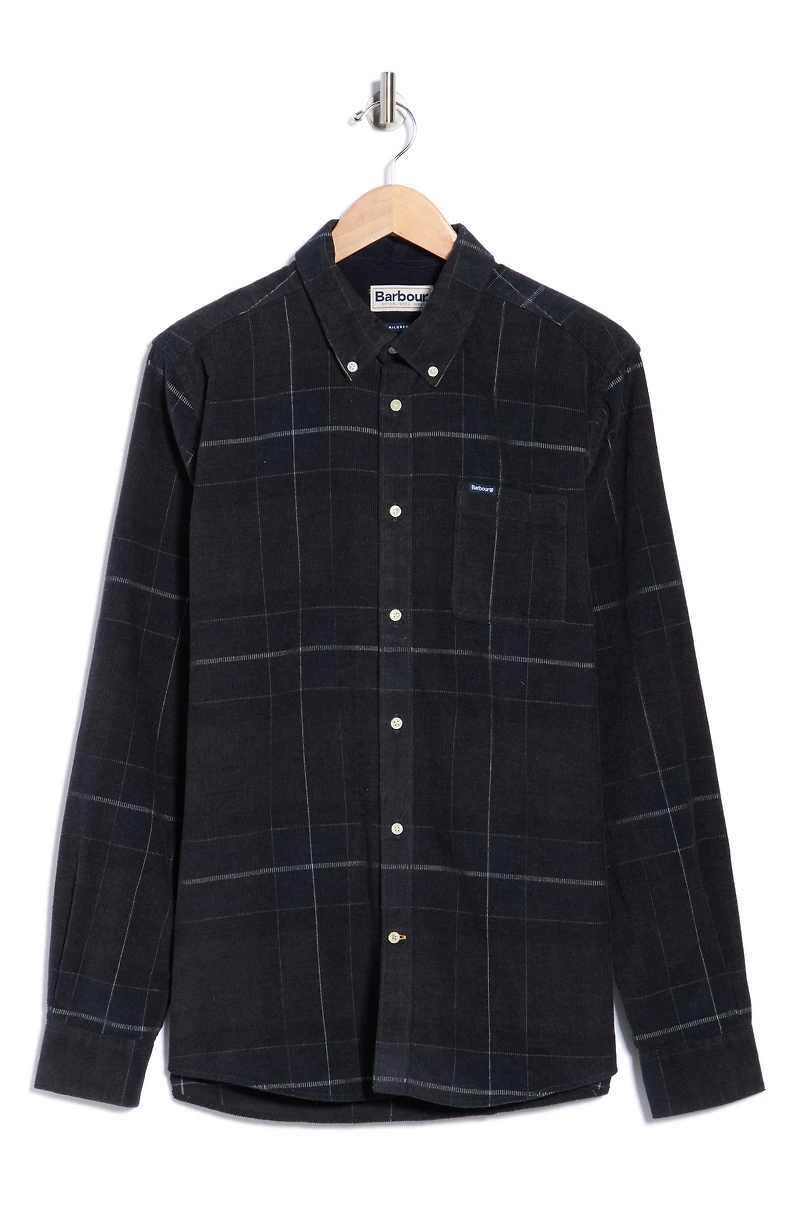 Blair Tailored Fit Plaid Corduroy Button-Down Shirt