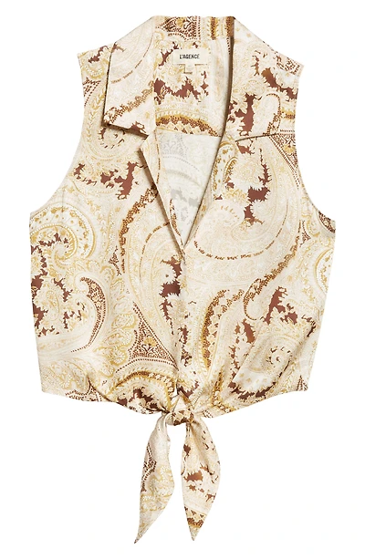 Amos Paisley Tie Front Sleeveless Shirt