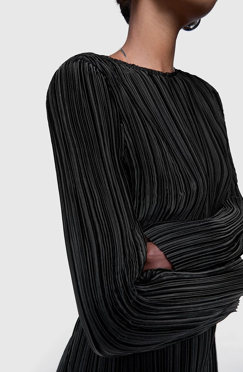 Iris Pleated Long Sleeve Minidress