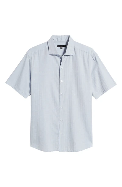 Silvera Herringbone Slub Short Sleeve Button-Up Shirt