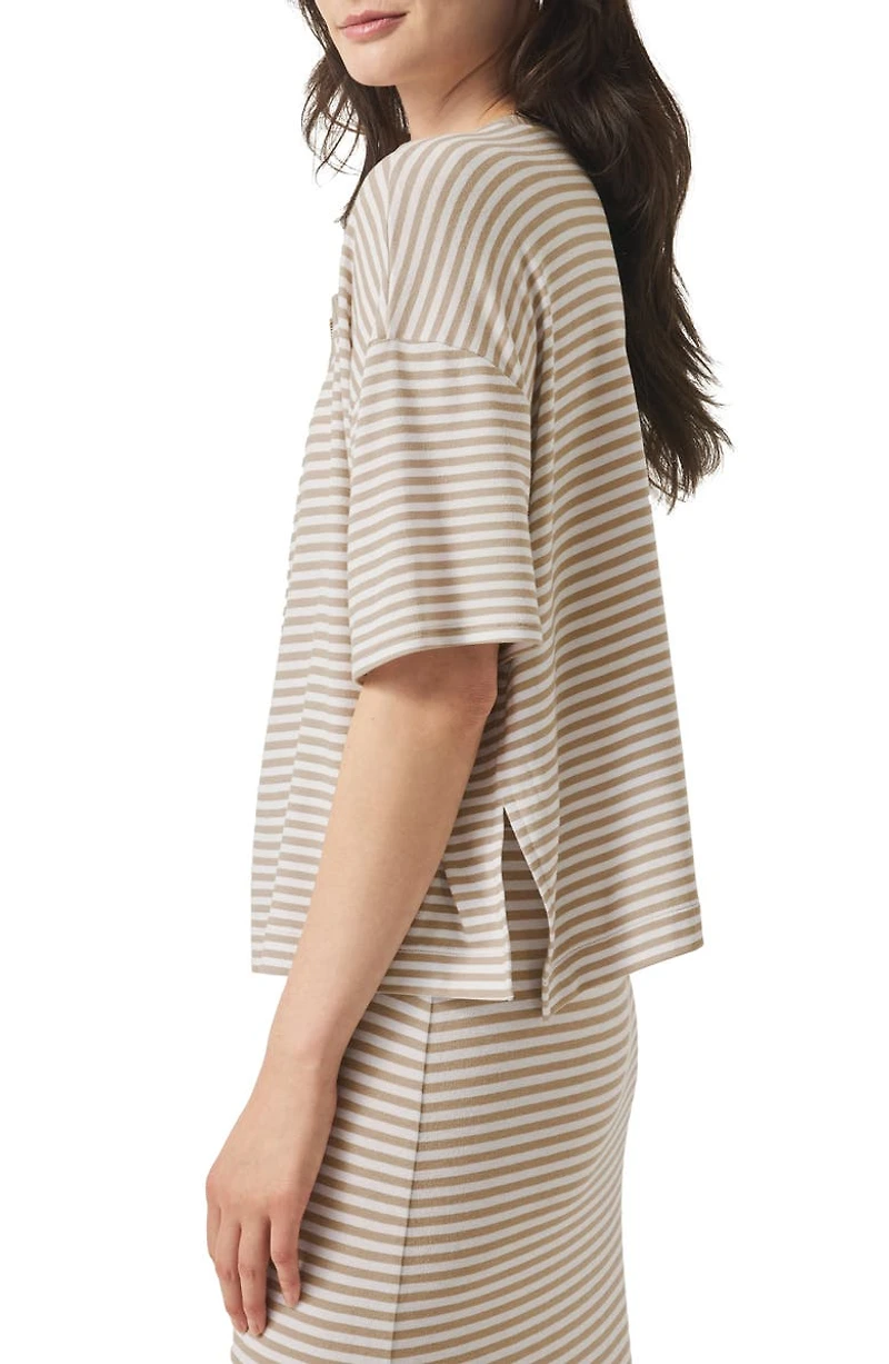 Brooke Stripe Short Sleeve Half Zip T-Shirt
