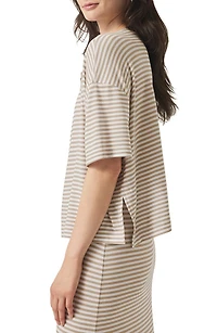Brooke Stripe Short Sleeve Half Zip T-Shirt