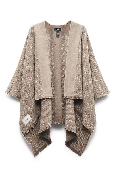 Joni Wool Tweed Reversible Poncho Wrap