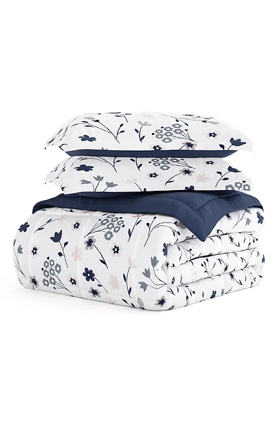 HOME SPUN Premium Down Alternative Forget Me Not Reversible Comforter Set