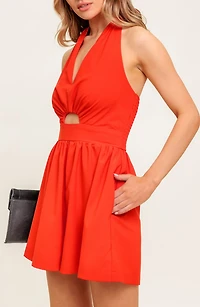Solid Cutout Halter Romper