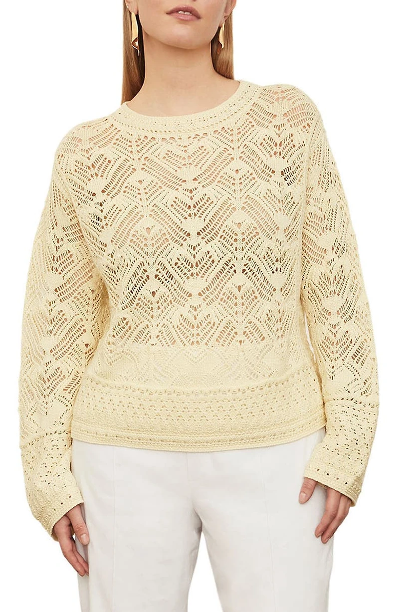 Lace Patchwork Cotton Pullover
