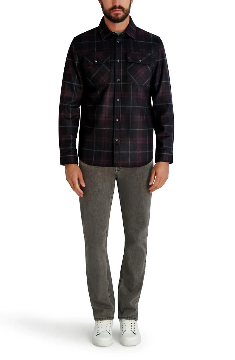 Plaid Ponte Snap-Up Shirt
