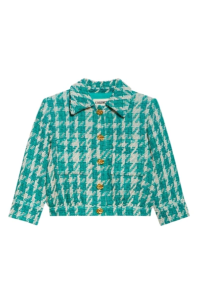 Jia Houndstooth Tweed Crop Jacket