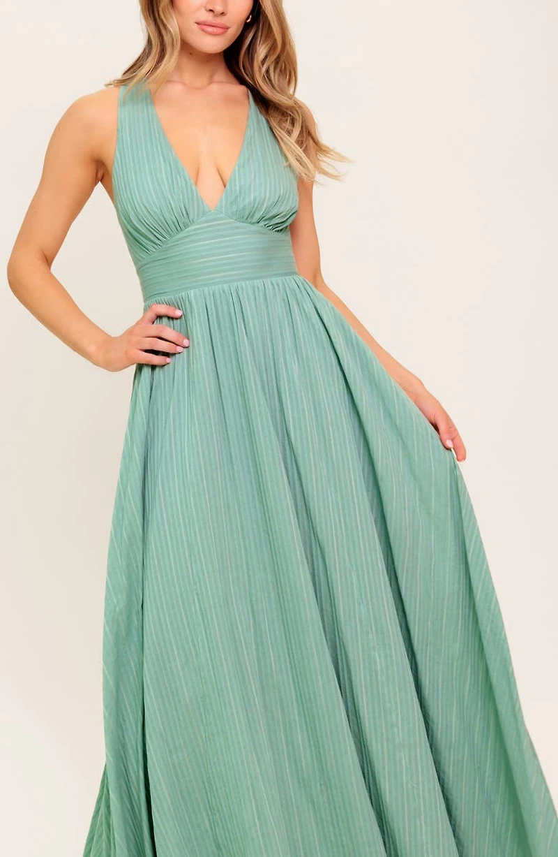Plunge Neck Maxi Dress