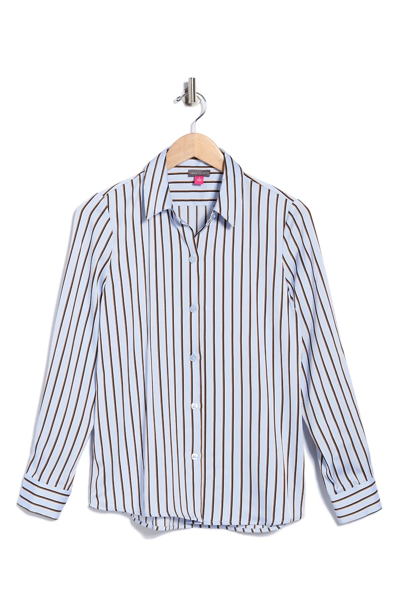 Satin Long Sleeve Button-Up Shirt