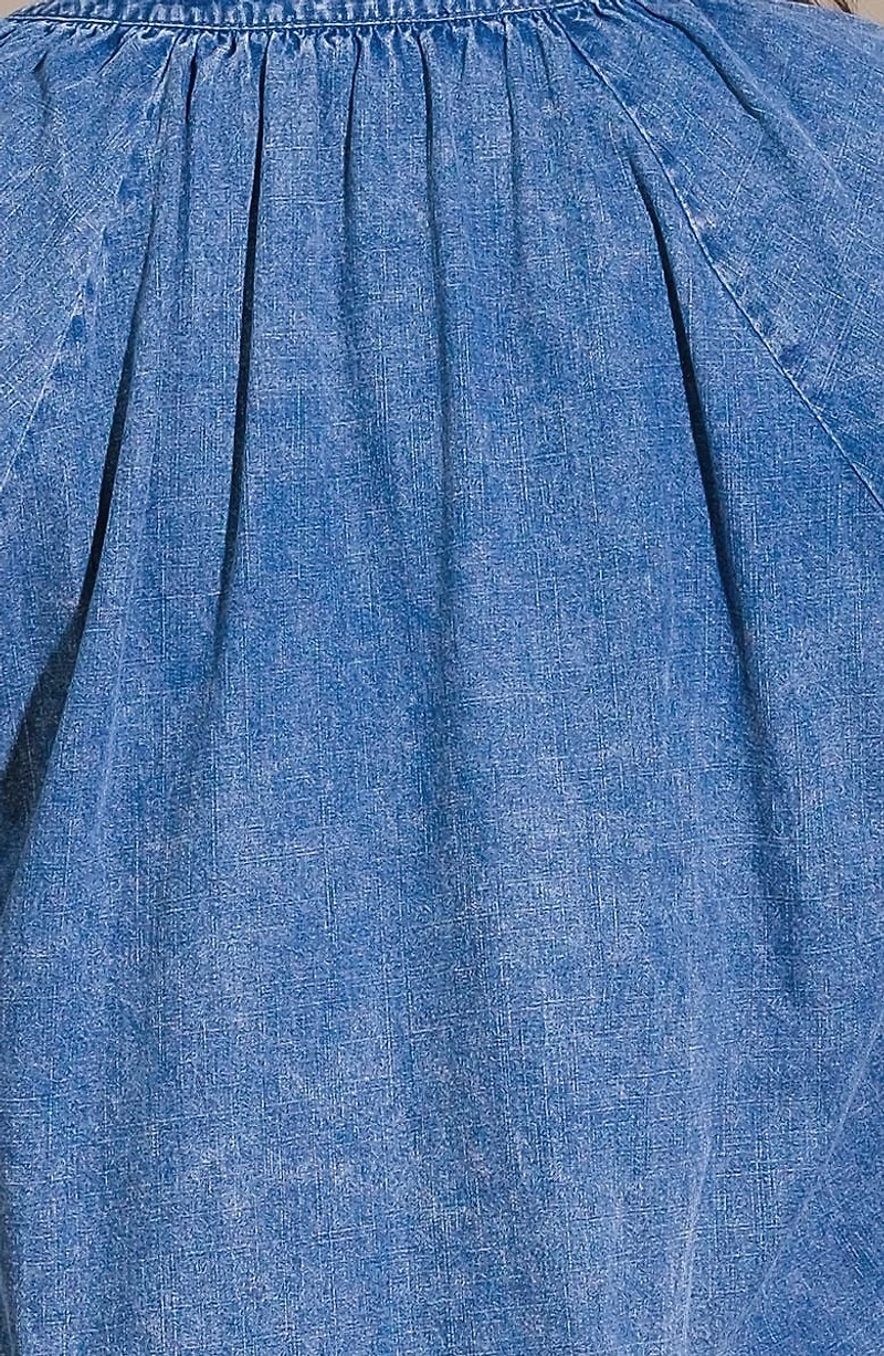 Long Sleeve Washed Denim Top